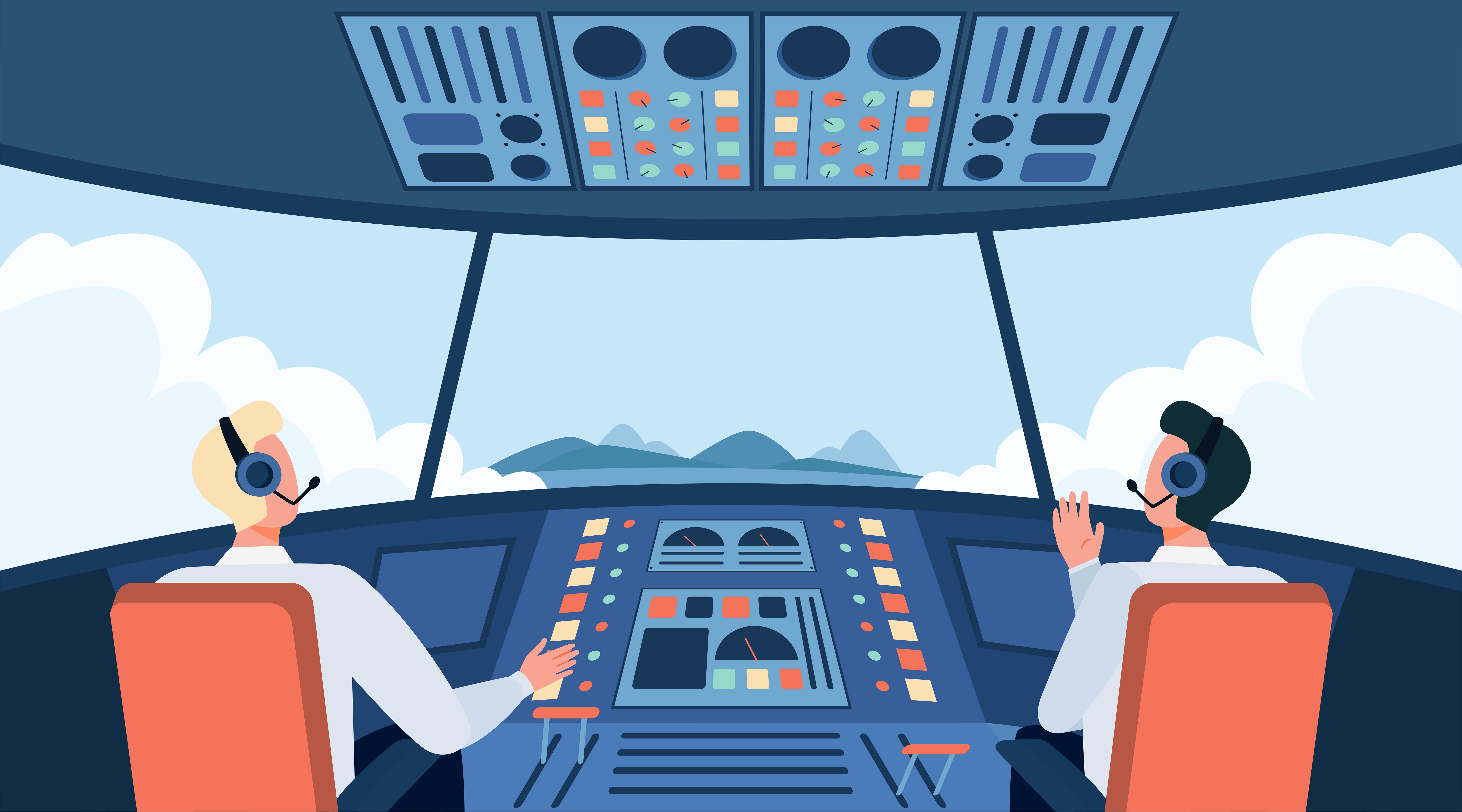 Illustration of an airplane interior design