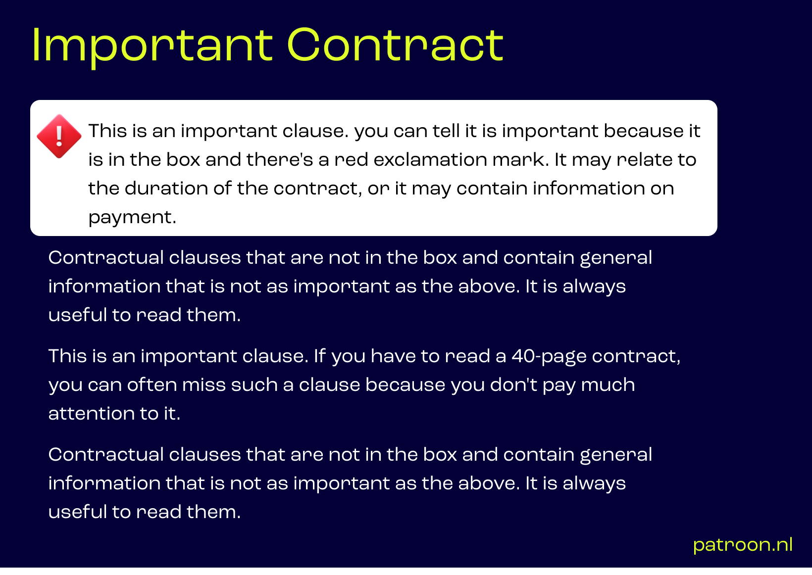 Contract clauses named "important contract"