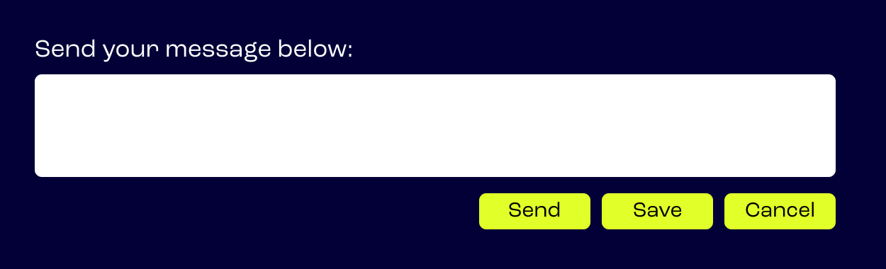 Contact box with send, save, and cancel options