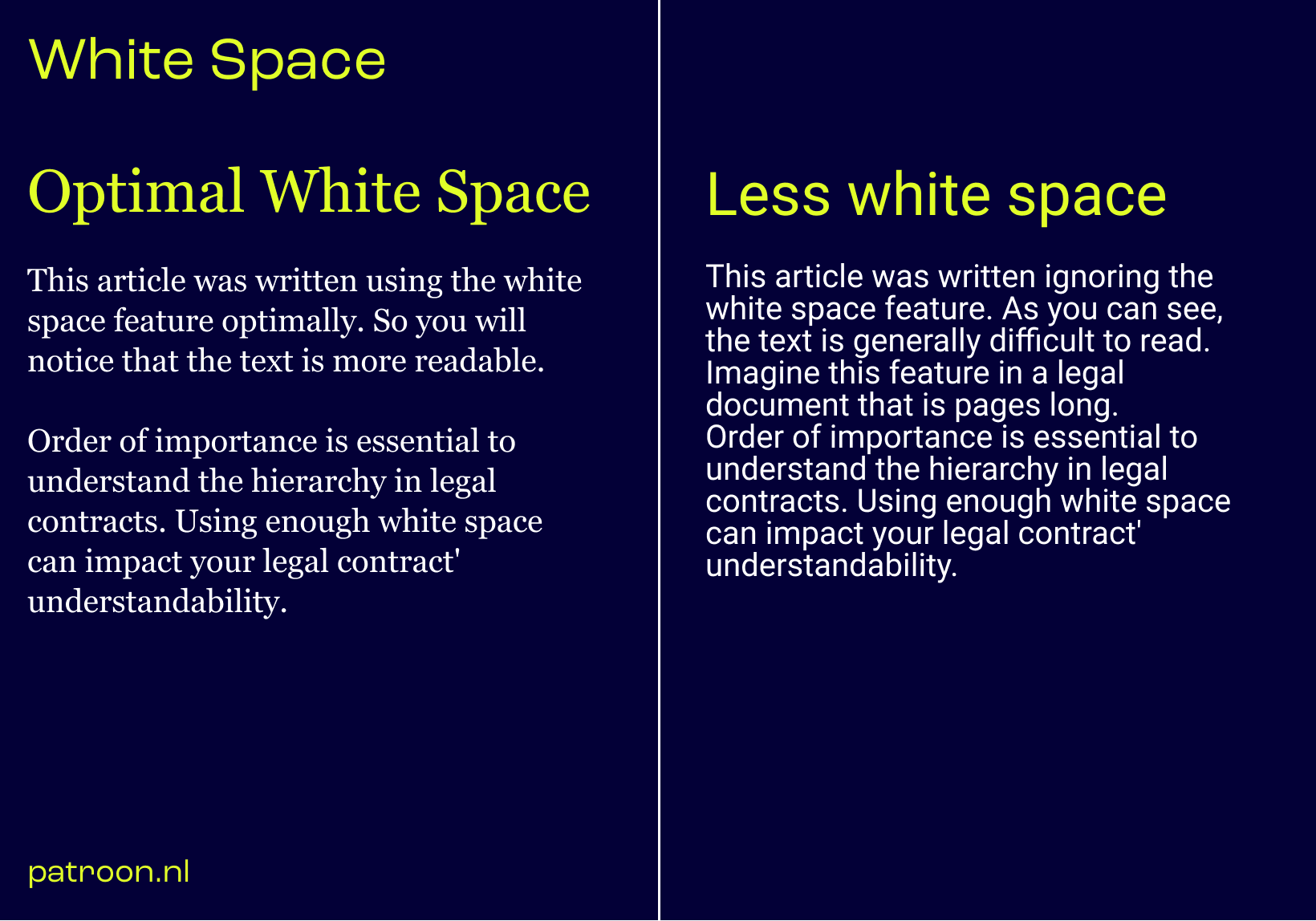 Example of using white space